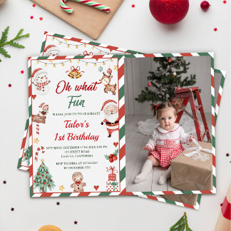 Was für ein Spaß! Weihnachts-1. Geburtstag-Foto Einladung
