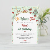 Was für ein Spaß! Weihnachtsmann 1. Geburtstag Einladung (Stehend Vorderseite)