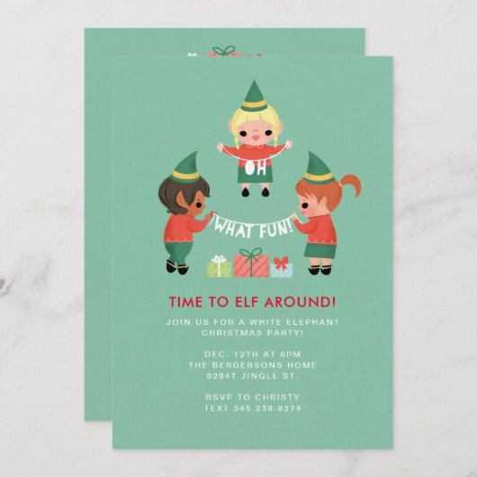 Was für ein Spaß! Zeit zu Elf. Einladung (Vorne/Hinten)