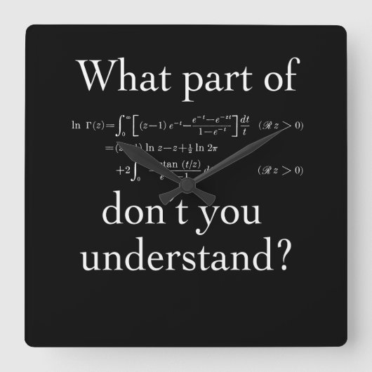 Was für ein Teil von... Weiß im Dunkeln Quadratische Wanduhr (Vorderseite)