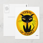 Was für ein Trick oder eine Behandlung? Katze Postkarte (Vorne/Hinten)