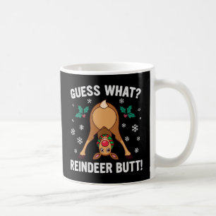 Was für ein Weihnachtswitz über das Rentierhintern Kaffeetasse
