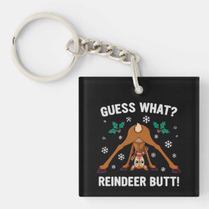 Was für ein Weihnachtswitz über das Rentierhintern Schlüsselanhänger