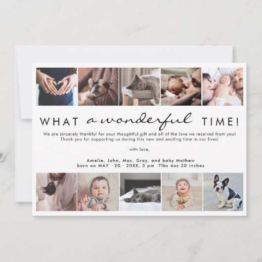Was für ein wunderbares Time Foto Collage Neues Ba Dankeskarte (Vorderseite)