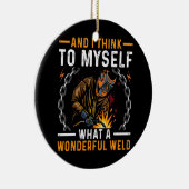 Was für ein wunderschönes Welpenschweisskostüm Keramik Ornament (Rechts)