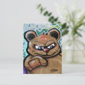 was für ein wütender Teddy Postkarte (Stehend Vorderseite)