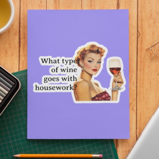 Was für eine Art von Wein Funny Retro Hausfrau Aufkleber