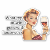 Was für eine Art von Wein Funny Retro Hausfrau Aufkleber (Vorderseite)
