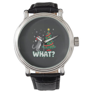 Was für eine lustige Katze schiebt den Weihnachtsb Armbanduhr