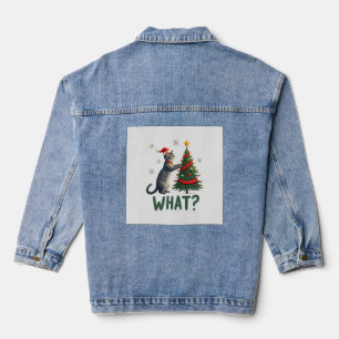 Was für eine lustige Katze schiebt den Weihnachtsb Jeansjacke