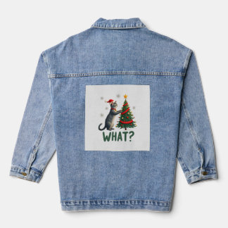 Was für eine lustige Katze schiebt den Weihnachtsb Jeansjacke