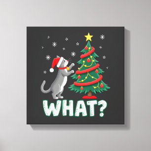 Was für eine lustige Katze schiebt den Weihnachtsb Leinwanddruck