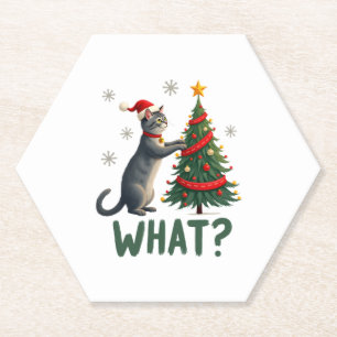 Was für eine lustige Katze schiebt Weihnachtsbaum Untersetzer