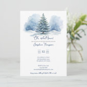 Was für eine lustige Snow Evergreen Winter Geburts Einladung (Stehend Vorderseite)