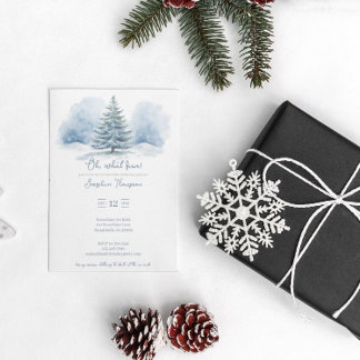 Was für eine lustige Snow Evergreen Winter Geburts Einladung