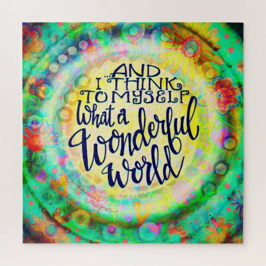 Was für eine wunderbare Welt Hübsch floraler Trend Puzzle (Vertikal)