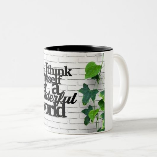 ** WAS FÜR EINE WUNDERSCHÖNE WELT** ZWEIFARBIGE TASSE (VorderseiteRechts)