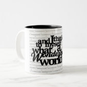 ** WAS FÜR EINE WUNDERSCHÖNE WELT** ZWEIFARBIGE TASSE (Vorderseite Links)