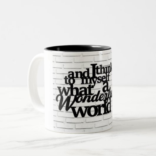 ** WAS FÜR EINE WUNDERSCHÖNE WELT** ZWEIFARBIGE TASSE (Vorderseite Links)