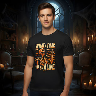 Was für eine Zeit, um zu leben glücklich Halloween T-Shirt