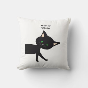 Was für Hexen! Funny Black Cat mit grünen Augen Kissen