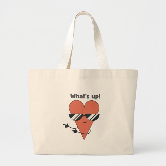 'Was geht!' Cool Heart Charakter Jumbo Stoffbeutel (Vorne)