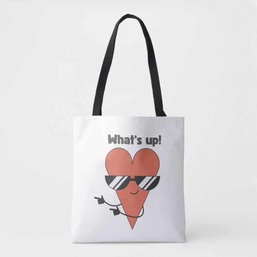 'Was geht!' Cool Heart Charakter Tasche (Vorderseite)