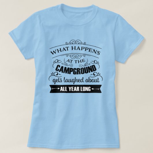 Was geschieht im T - Shirt der Frauen im Campingpl (Design vorne)