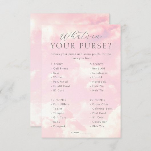 Was gibt es in Ihren Purse Cloud Nine Baby Shower Begleitkarte (Vorne/Hinten)