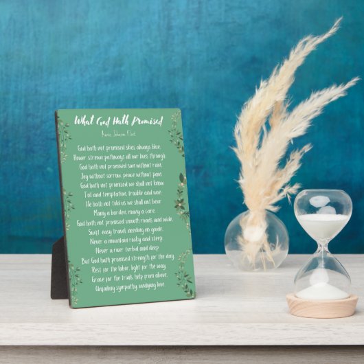 Was Gott versprochen hat (Light Green) Easel Plaqu Fotoplatte (Seite)