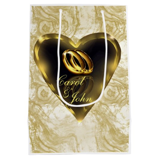 Was Gott zusammen die Hochzeit (Gold) zusammengese Mittlere Geschenktüte (Rückseite)