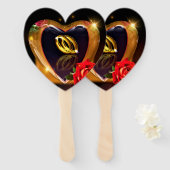 Was Gott zusammengesetzt hat (Rote Rose und Gold) Fächer (Vorne und Hinten)