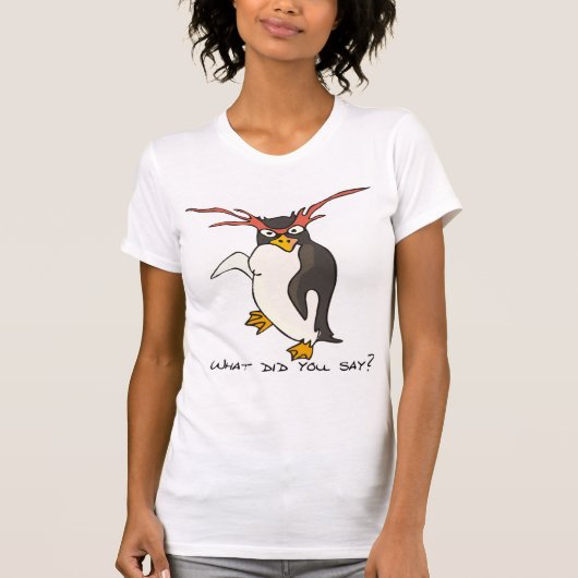 Was hast du gesagt? Macaroni Pinguin witzig T-Shirt (Vorderseite)