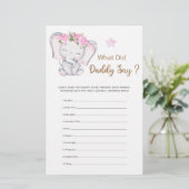 Was hat Daddy gesagt, Mädchen Elephant Baby Dusche (Stehend Vorderseite)