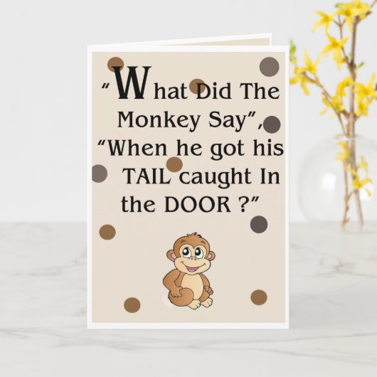 "Was hat der Affe gesagt? Humorvolle Grußkarte Karte (Gelbe Blume)