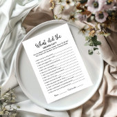 Was hat der Bräutigam gesagt, Brautparty Game Card