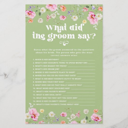 Was hat der Bräutigam gesagt, "Salbei Green Wildbl (Vorderseite)