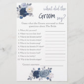 Was hat der Groom gesagt? Blauer Blume Duschspiel Flyer (Vorne)