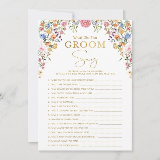 Was hat der Groom gesagt? | Brautparty Game Card Einladung (Vorderseite)