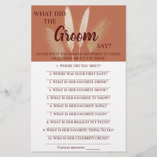 Was hat der Groom gesagt? | Brautparty Game Card Flyer (Vorne)