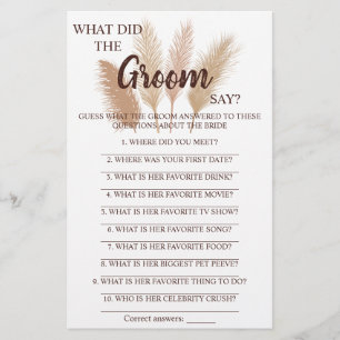Was hat der Groom gesagt? Brautparty Game Card Flyer