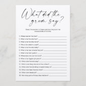 Was hat der Groom gesagt, Brautparty-Spiel Programm (Vorderseite)