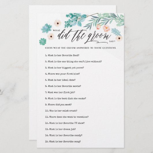 Was hat der Groom über das Brautparty der Flora ge (Vorne/Hinten)