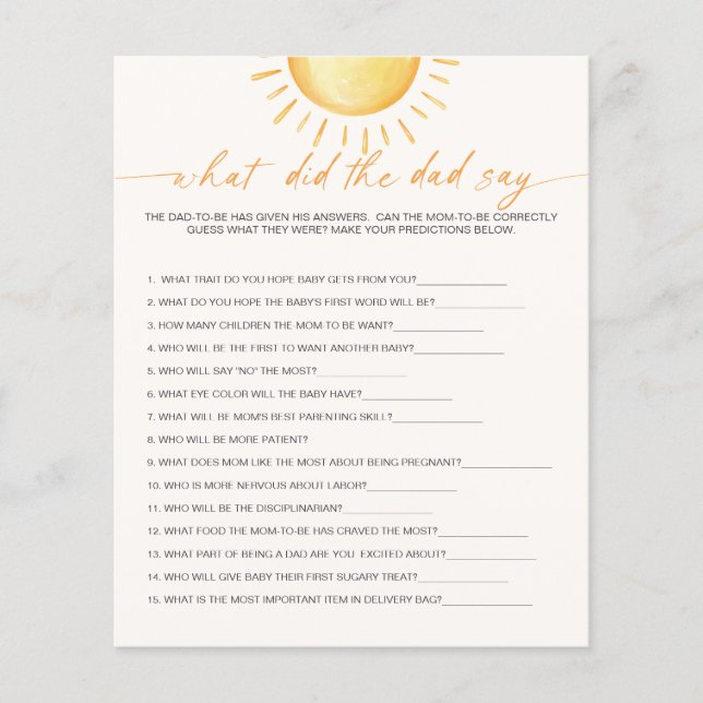 Was hat der Vater gesagt, Sonnenschein Baby Showsp (Vorderseite)