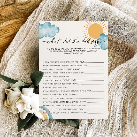 Was hat der Vater mit einer Baby-Duschkarte gesagt Einladung