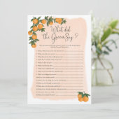 Was hat die Groom Say Brautparty Game Card gemacht (Stehend Vorderseite)