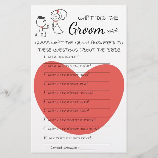 Was hat die Groom Say Brautparty Game Card gemacht Flyer (Vorne)