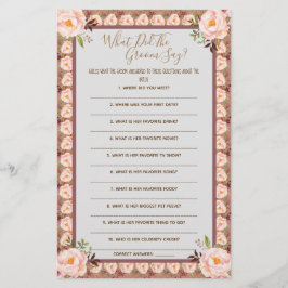 Was hat die Groom Say Brautparty Game Card gemacht Flyer