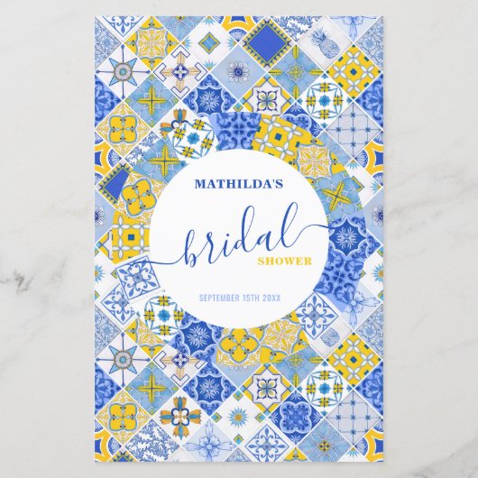 Was hat Groom gesagt, Blue Tiles Brautparty Game (Rückseite)