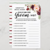 Was hat Groom Marsala Brautparty Game gemacht? (Vorne/Hinten)